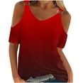 thumbnail image 1 of Tmtolofot womens plus size Gradient top cold shoulder crew neck tank tops female casual dressy loose fitted camitop 2024 spring summer fashion blouse shirts,1_Red,Medium, 1 of 4