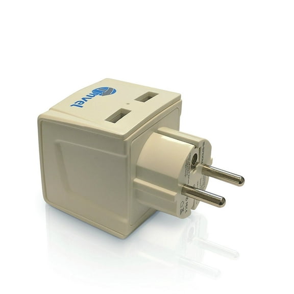 Tmvel 2 USB with Universal Input Schuko Travel Adapter Plug with for Grounded Type E/F for iPhone/iPad, Galaxy & More