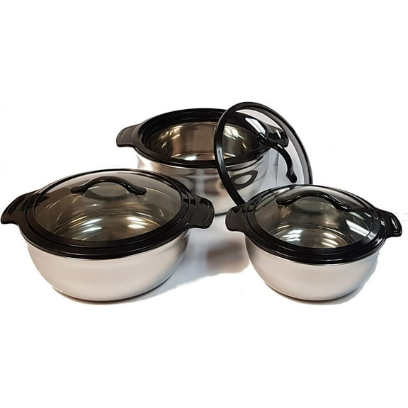 Tmvel bright star galaxy set Insulated Stainless Steel Casserole, 1600,2500,3500 ML, Black