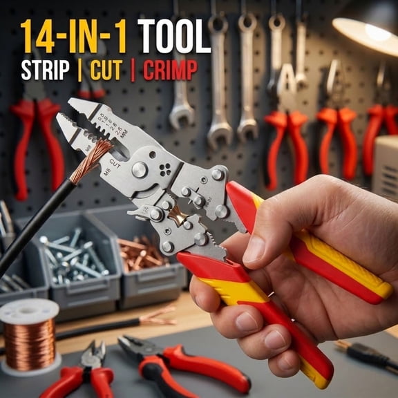 Wakehye 14-in-1 Multifunctional Wire Stripper Pliers, 10-14 AWG Heavy Duty Cable Cutter, Wire Twister and Splitting Hand Tool for Electrician, HVAC, Car Repair