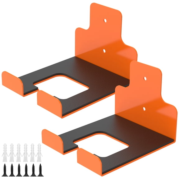 Garage Organizer Trimmer Rack, Garden Power Tool Hanger Weed Whackers Holder Wall Mounted for Grass Trimmer, Hedge Trimmer, Garage Trimmer, Garden Tools,2 Pack(Orange)