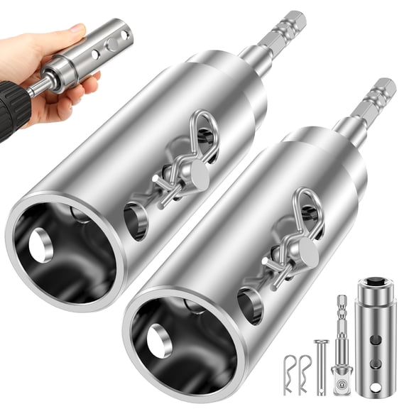 Tmwefusc 2 Set Trailer Jack Drill Adapter 1" Drive Socket Adapter Kit with 1/2" Ratchet Wrench Interface Stainless Steel Lift Helper for RV and Trailer