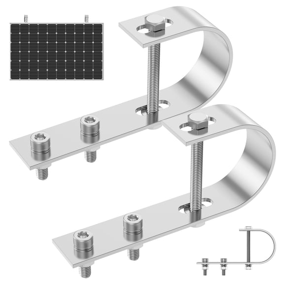 Tmwefusc 2Pcs Solar Panel Mounting Bracket Easy Install 304 Stainless Steel Balcony Power Station Bracket PV Module Holder Hook for Flat Roof Balcony Garage RV