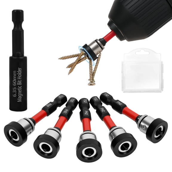 Tmwefusc 5 Pcs Alloy Steel Drywall Screw Bit, Drywall Screw Setter Bits Rustproof Magnetic Positioning Screwdriver Bit with 1/4" Hex Shank for Plasterboard