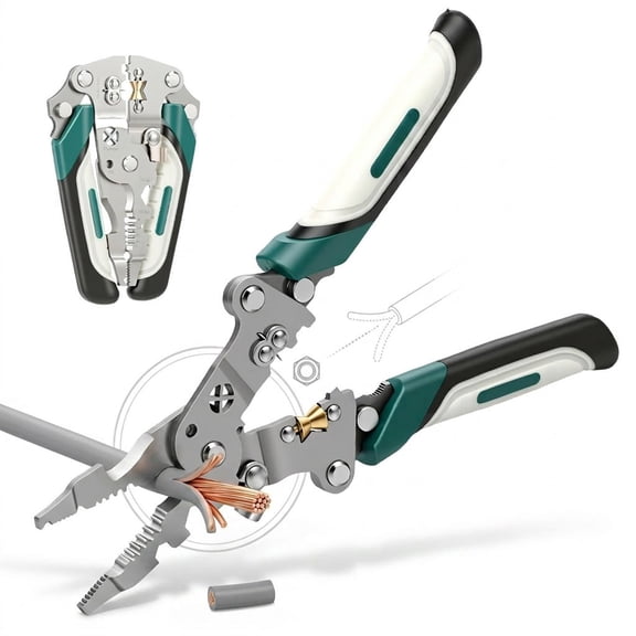 8-in-1 Multifunctional Wire Stripper, Electrician Pliers with Voltage Tester, 12-250V AC/DC Detector, Wire Cutter & Crimper for 10-18 AWG Wires, DIY Repair Tool