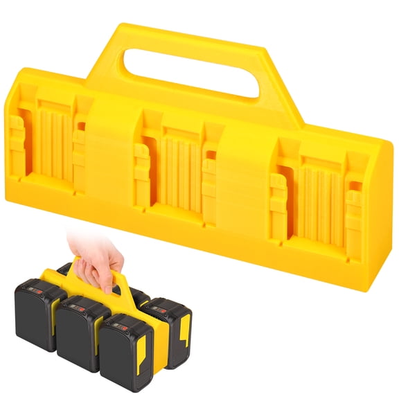 Tmwefusc Portable Battery Carrying Holder for DW 18V/14.4V 6 Slot Plastic Battery Storage Organizer with Handle for Workshop Jobsite