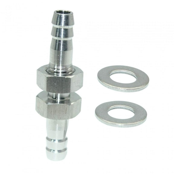 Tnarru 1/4" Hose Barb Bulkhead Union Durable Sturdy Directly Replace High Performance Stainless Steel Hex Bulkhead Straight Fitting