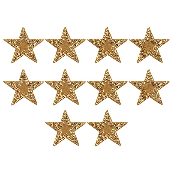 Tnarru 10 Pieces Star Patches Rhinestone Patches Iron on Applique Decorative Appliques Sew on Pants Clothes Bag Jackets Repair Badges for Clot , Golden
