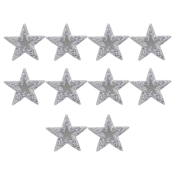 Tnarru 10 Pieces Star Patches Rhinestone Patches Iron on Applique Decorative Appliques Sew on Pants Clothes Bag Jackets Repair Badges for Clot , Silver