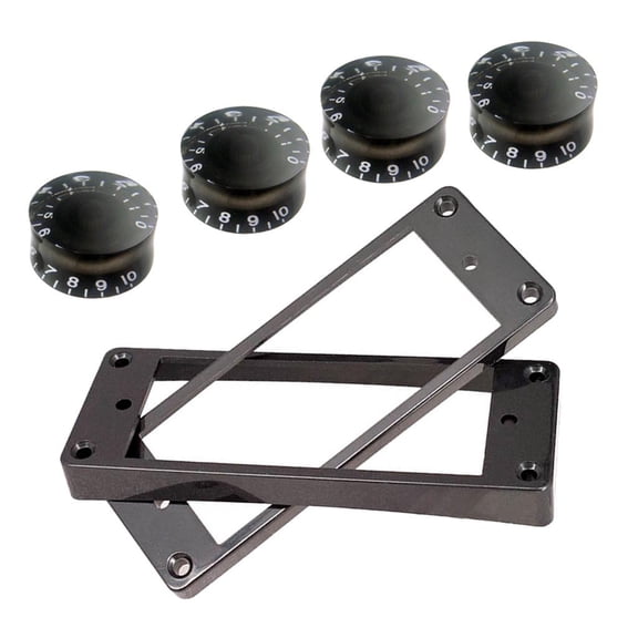 Tnarru 2 Pcs Neck&Bridge Humbucker Pickup Surround Rings with 4 Pcs Guitar Speed Control Knobs for Les Paul Guitar