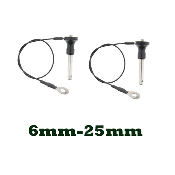 Tnarru 2 Pcs Stainless Steel Ball Lock Quick Release Pins Push Button with Wire Lanyard, Prevent Loss, D6mm L25mm