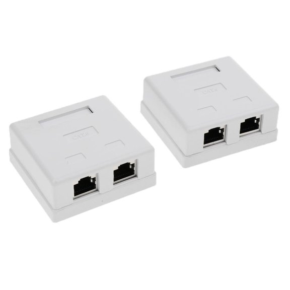 Tnarru 2 Port Cat6 Surface Mount Box With Jack Punch Down Keystone Jack And Ethernet Network Female Connector - 2 Pack