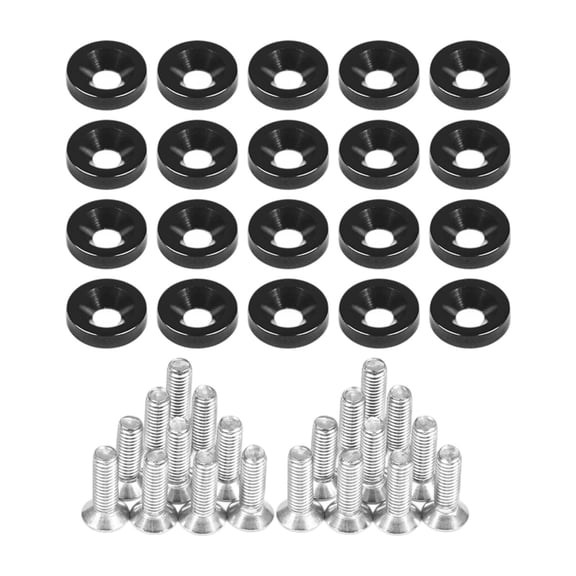 Tnarru 20Pcs License Plate Screws Set for Cars Motorcycles Trucks Suvs with Washers black