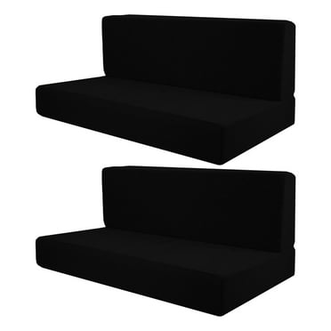 Tnarru 2Pcs RV Seat Covers Camper Cushion Covers Easy Fitted Comfort Camper Cushion Slipcovers Sofa Furniture Protector for Trailers black