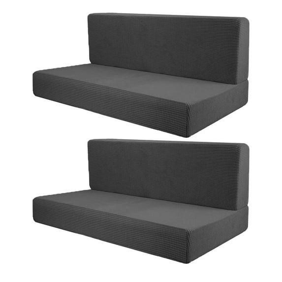 Tnarru 2Pcs RV Seat Covers Camper Cushion Covers Easy Fitted Comfort Camper Cushion Slipcovers Sofa Furniture Protector for Trailers dark grey