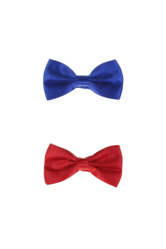 2x Men Pre Tied Bow Ties For Wedding Party Fancy Plain Adjustable Neckties L