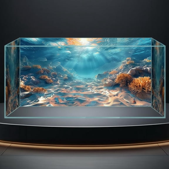 Tnarru 3D Self-Adhesive Aquarium Background Sunshine Seabed #1