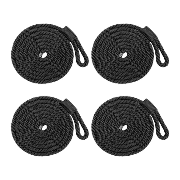 Tnarru 4 Pieces Marine Berthing Rope Boat Fenders Rope Watercraft Kayak Sailing 2M Double Braided Fixing Line Boat Dock Line Black