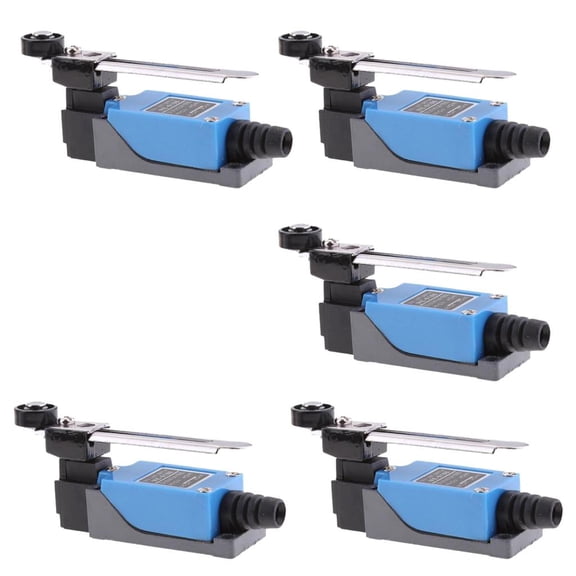 Tnarru 5 Pack of ME-8108 Adjustable Roller Lever Arm Limit Switch for NC-NO CNC Mill Router Replacement Repair Parts (Blue)