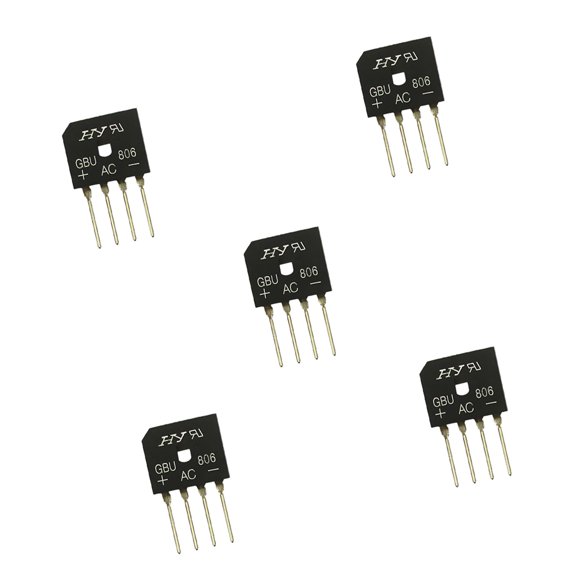 Tnarru 5 Piece GBU806 Bridge Rectifier Diode Flat Bridge 8A 600V Single Phase 4 Pin