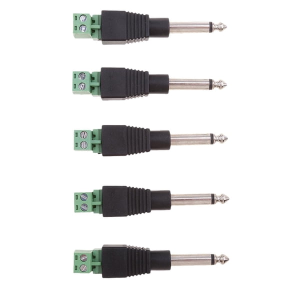 Tnarru 5 Pieces Audio Mono Male 6.35mm 1/4'' Audio To Screw Balun Terminal Female Connector Coverter Adapter For Amplifier