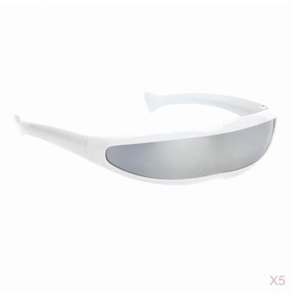 Tnarru 5/pack Kids Adults' Silver Mirrored Futuristic Sunglasses Novelty Party Glasses Costume Accessories
