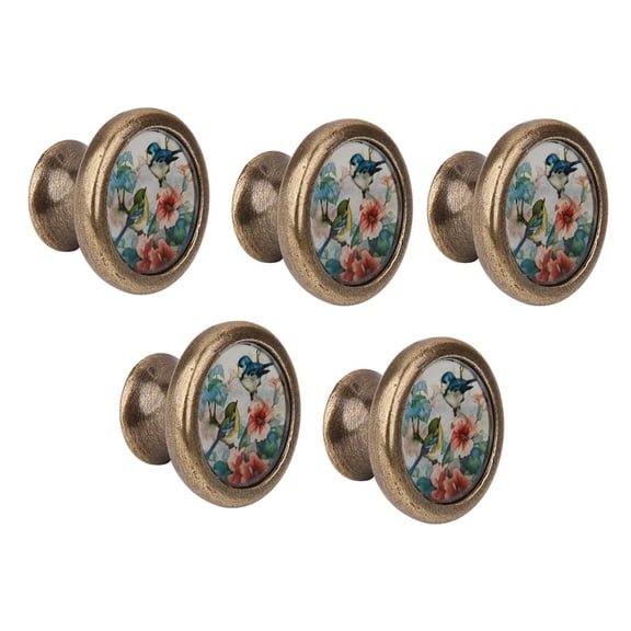 Tnarru 5Packs Bird Flower Pattern Door Knobs Kitchen Cupboard Knobs Drawer Pulls Cabinet Knobs Decorative Knobs and Pulls