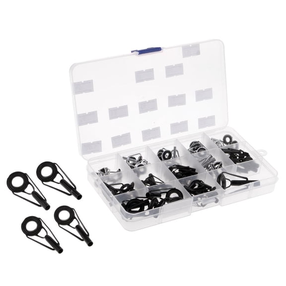 Tnarru 65 Pieces Fishing Rod Repair Kit Fishing Rod Tip Eye Metal Ceramic Construction Suitable for Fishing Rod Building Angler