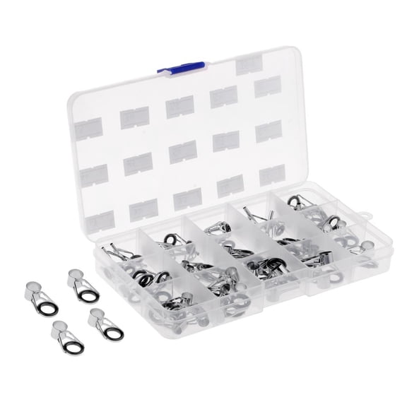 Tnarru 75pcs Telescopic Fishing Rod Guides Tip Tops Repair Kit, Rod Building Casting Rod Guides And Tips Kit