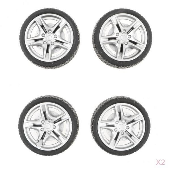 Tnarru 8pcs/lots 1: 10 Scale Touring 5 Spoke Rubber Wheel Rims & Tires 48mm for DIY Remote Control Vehicle Modified Parts