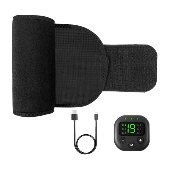 Tnarru Ab Stimulator Belt Muscle Abdominal Toner Belt Trainer Adults LED Screen Display 6 Modes Rectangular