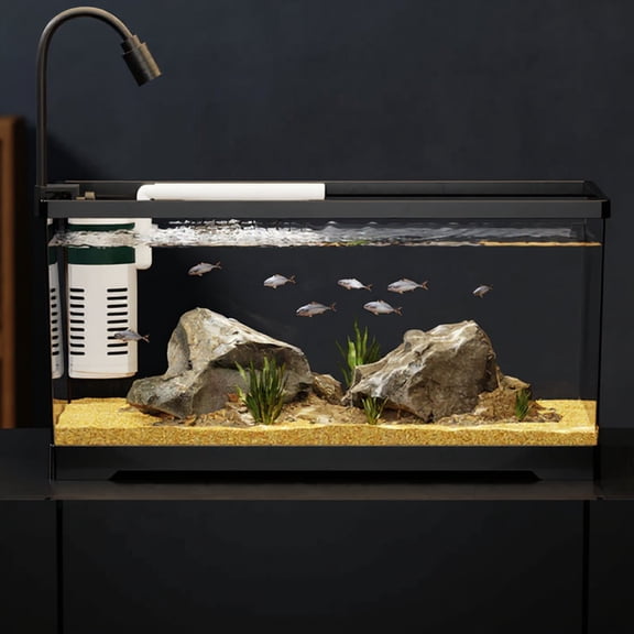 Tnarru Acrylic Desktop Fish Tank, Transparent, All-in-One Eco Kit Black