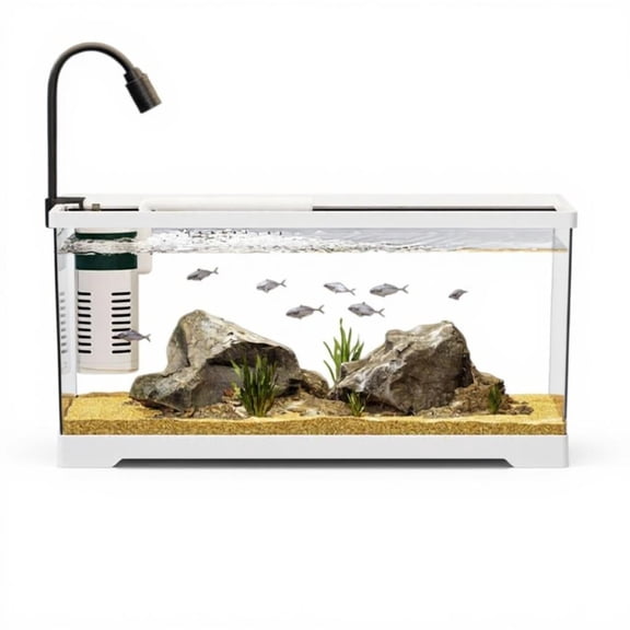 Tnarru Acrylic Desktop Fish Tank, Transparent, All-in-One Eco Kit White