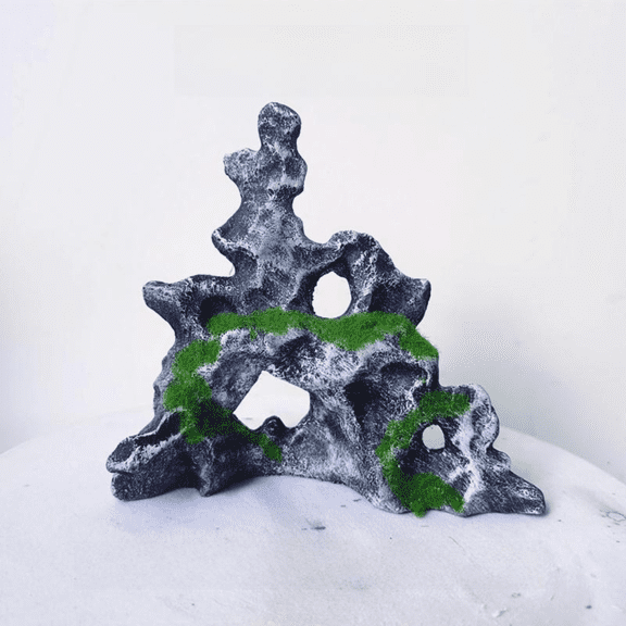 Tnarru Artificial Cliff Rock Moss Decor
Landscape Desktop Ornament #E08-B 14x5x13cm