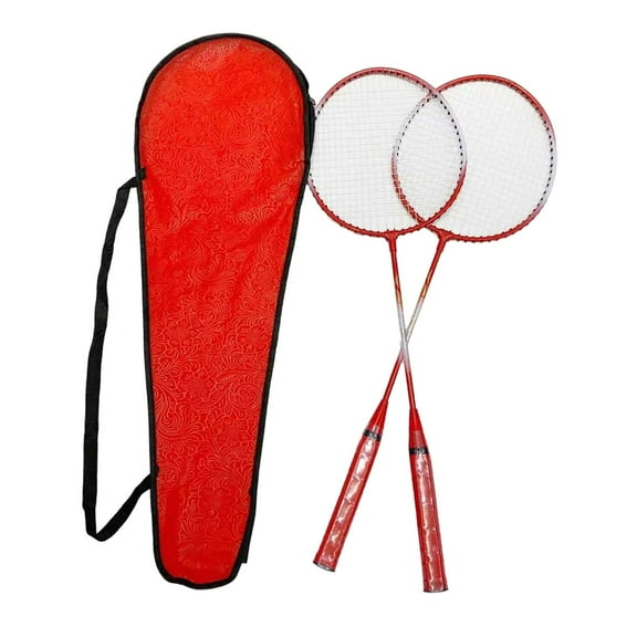 Tnarru Badminton Racket, Badminton Equipment, 1 Pair Badminton Racket Set, Shuttlecock Racket for Couples, Family, Practice, Lawn, Beach Red