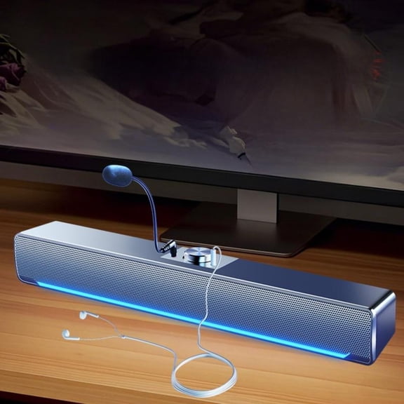 Tnarru Bluetooth Computer Soundbar, Subwoofer, RGB, USB, Mic