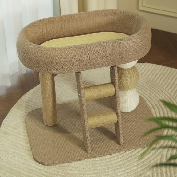Tnarru Cat Tree Condo Scratcher Space-Saving Climbing Toy Brown