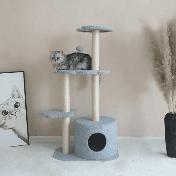 Tnarru Cat Tree, Scratching Post, Condo, Space-Saving, Sisal Rope Blue Gray #F16