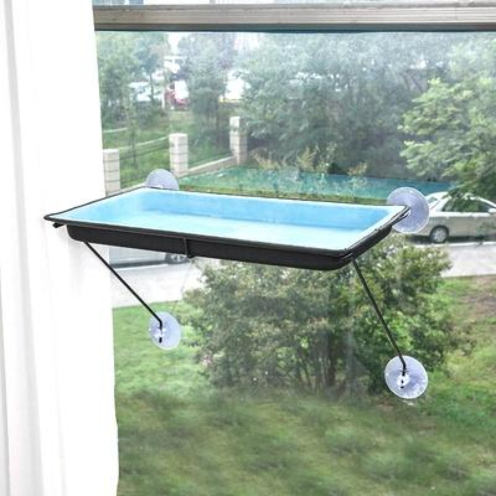 Tnarru Cat Window Lounger with Suction Mount, Iron Frame Blue