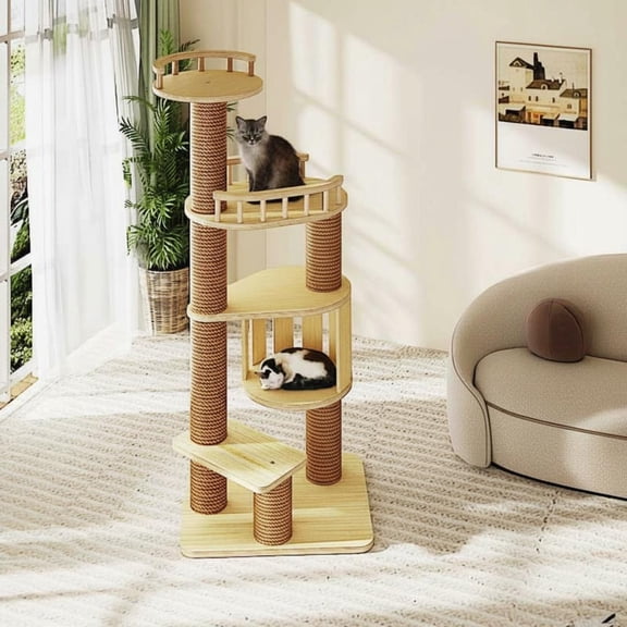 Tnarru Cat tree with scratching post #2 Solid Wood