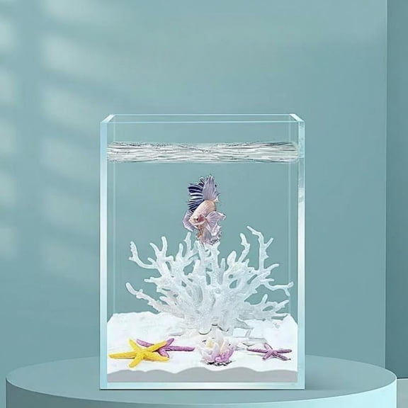 Tnarru Clear glass Betta desktop tank Transparent