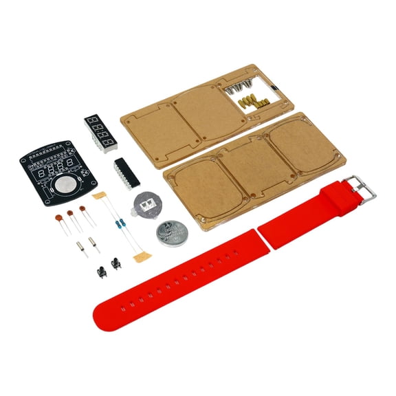 Tnarru DIY Digital Clock Kit 4 Digit for School College Electronics Home Office Use Red Band