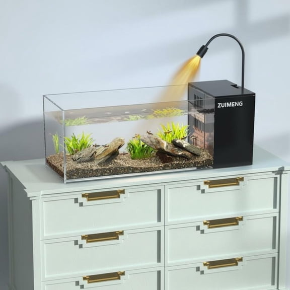 Tnarru Desktop Flow Aquatic Habitat with Side Purifier, PC Material 40x15x15cm