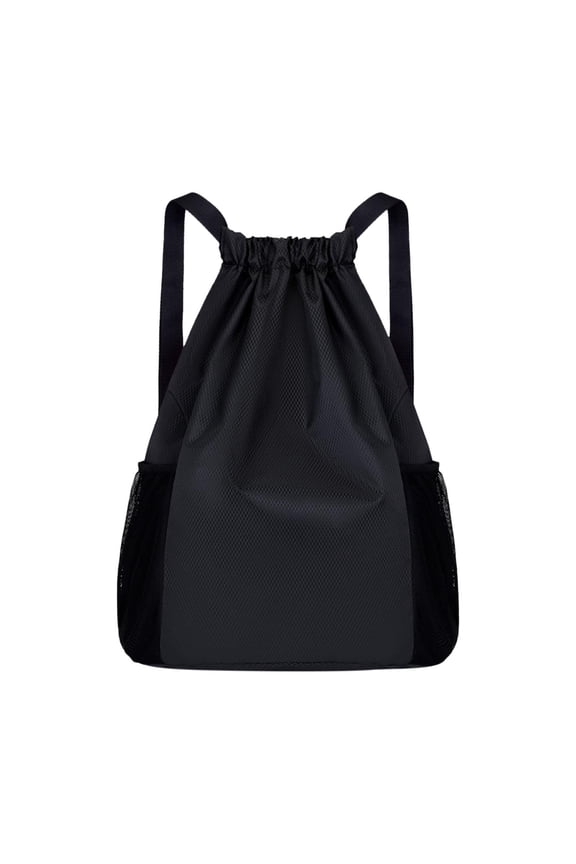 Drawstring Backpack Casual Daypack Draw String Bag for Yoga Marathons Basketball Black