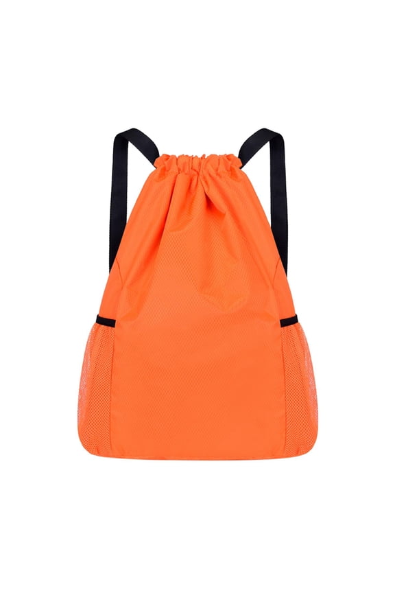 Drawstring Backpack Casual Daypack Draw String Bag for Yoga Marathons Basketball Orange