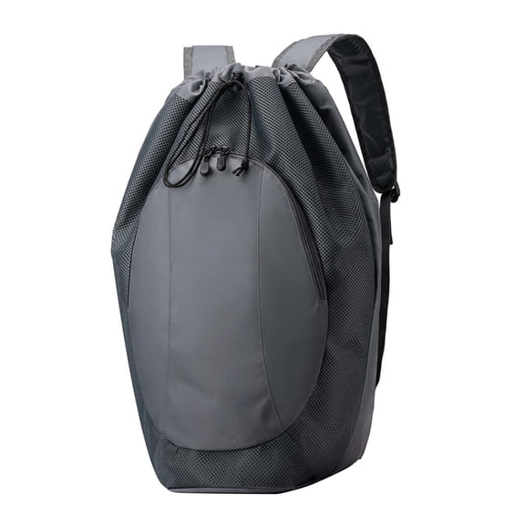Tnarru Drawstring Backpack Sports Gym Bag Zip Pocket Nylon Beach Gym Backpack Badminton Racket Bags for Hiking Dance Travel Shopping Grey