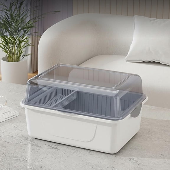 Tnarru Dustproof dinnerware box with lid Blue Gray Medium