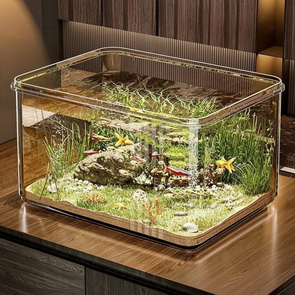 Tnarru Eco Desktop PET Aquarium, Durable, For Turtles & Goldfish 45x34x24.5cm