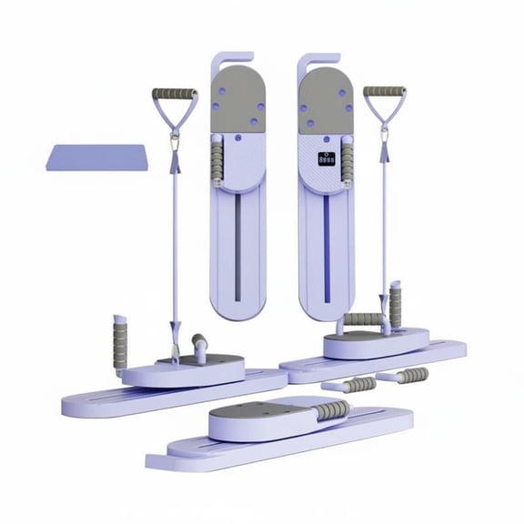 Tnarru Foldable ski machine for leg toning Purple No Counter