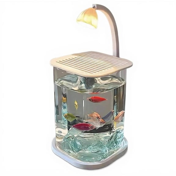 Tnarru Glass Betta tank with LED desktop Ice Blue Crystal Sq